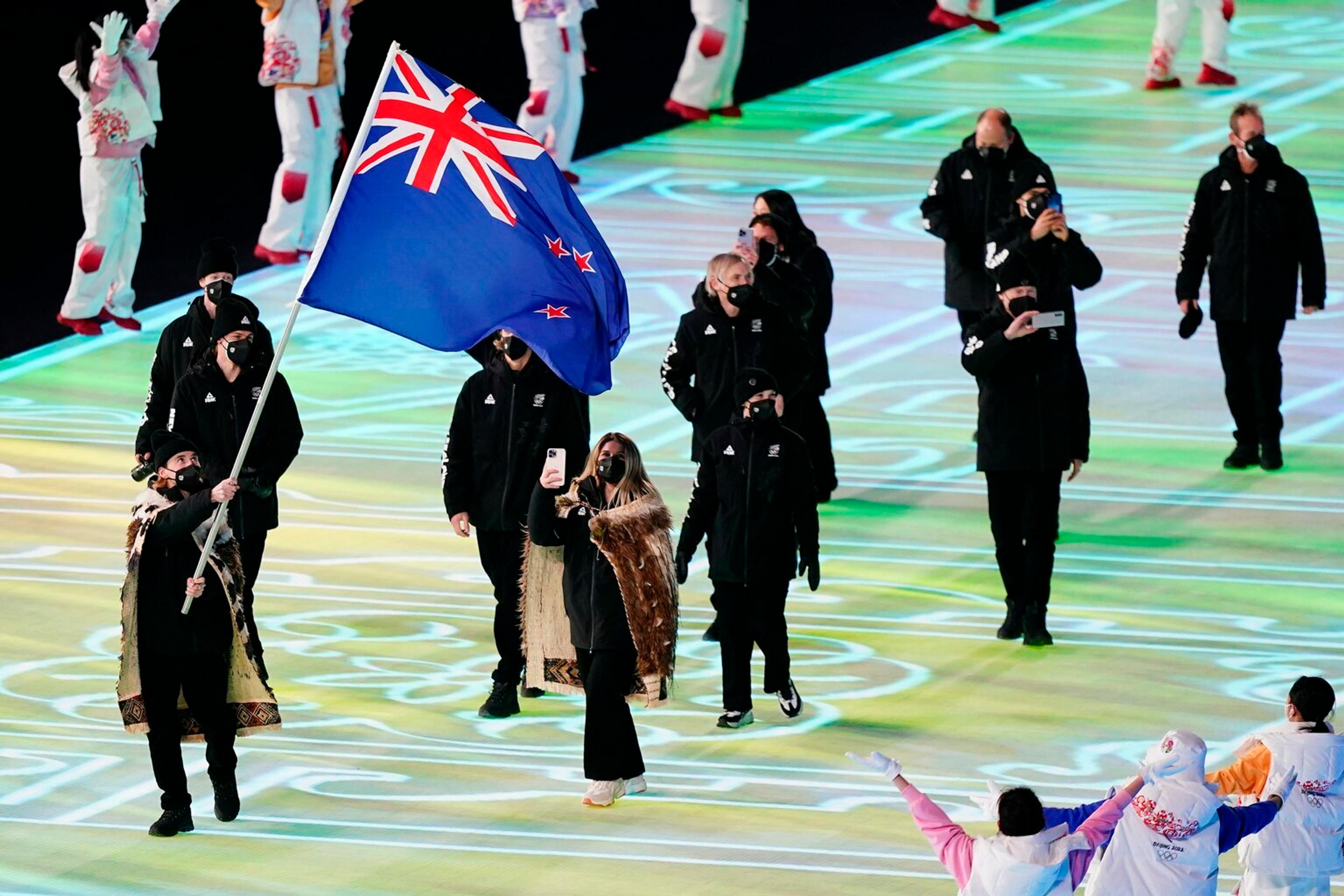 Výprava Nového Zélandu na otváracom ceremoniáli ZOH 2022.
