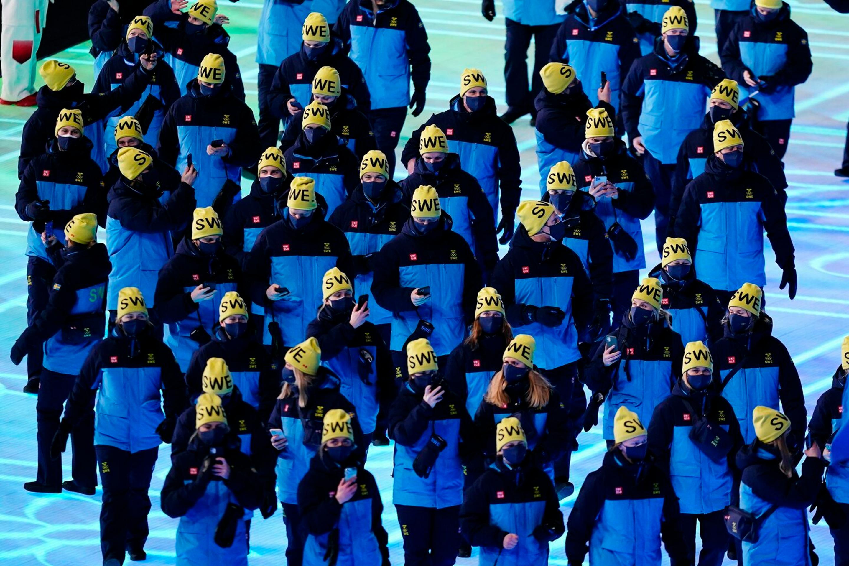 Švédska výprava na otváracom ceremoniáli ZOH 2022.