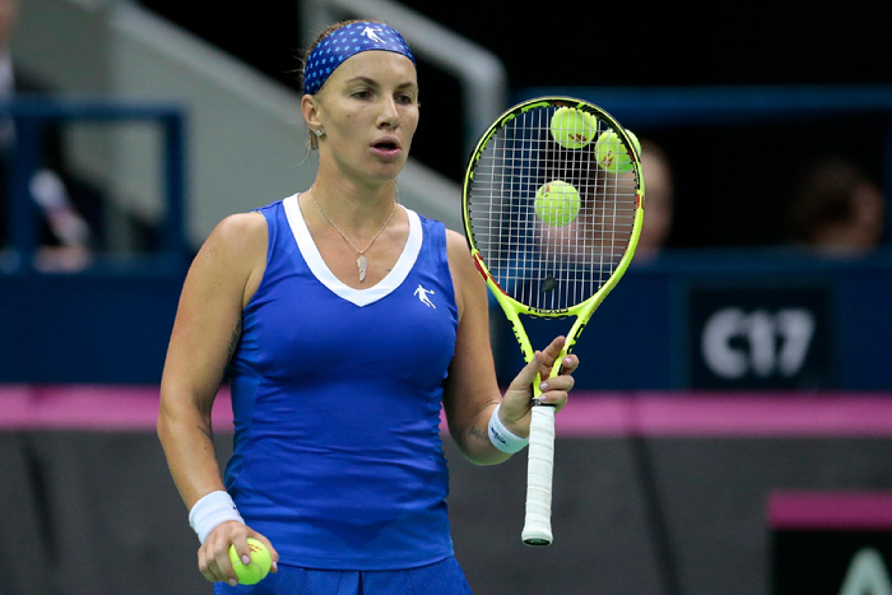 Ruska Svetlana Kuznecovová počas fedcupového zápasu proti Holandsku.