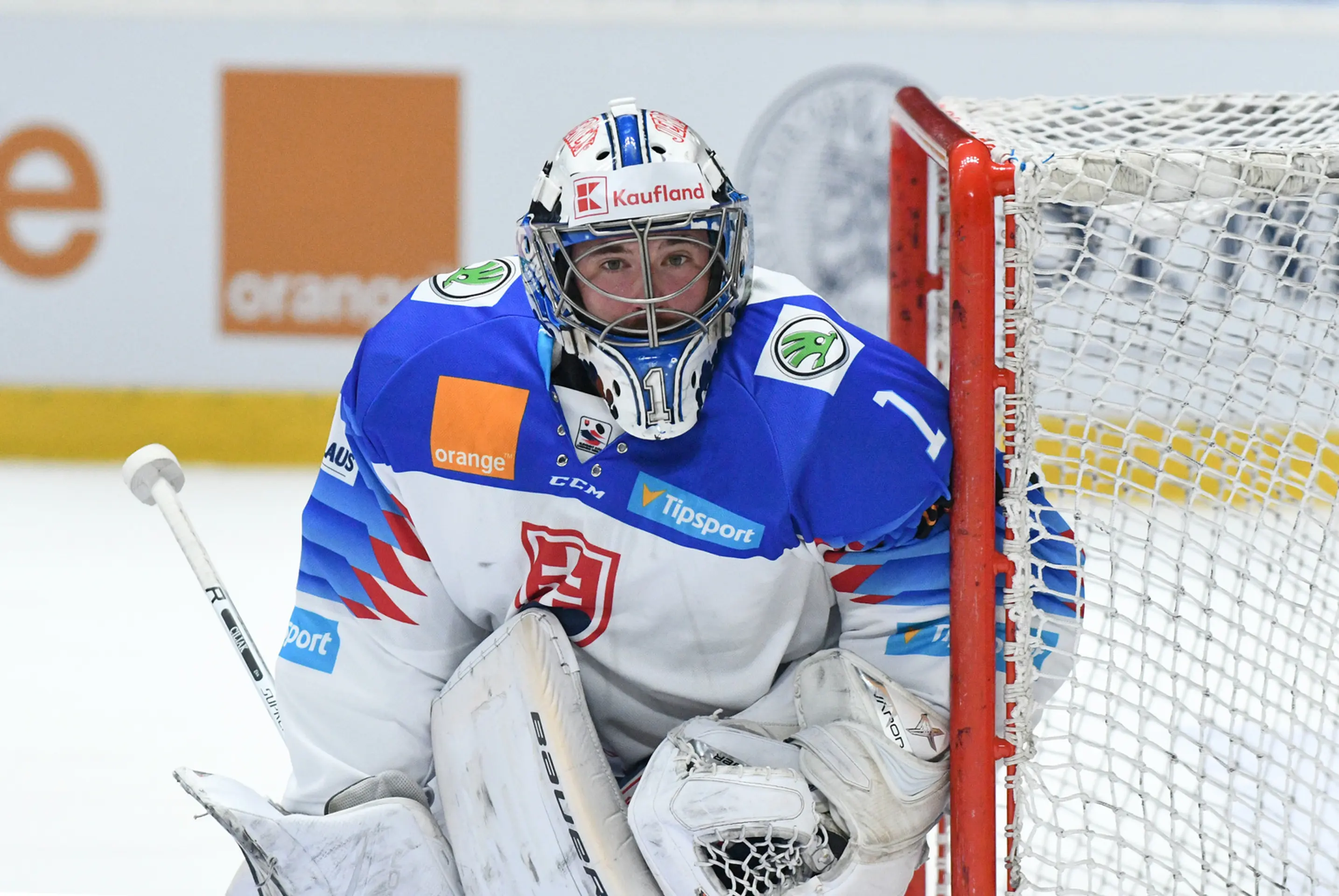 Brankár Slovenska Marek Čiliak v prípravnom zápase pred MS 2018 proti Francúzsku.