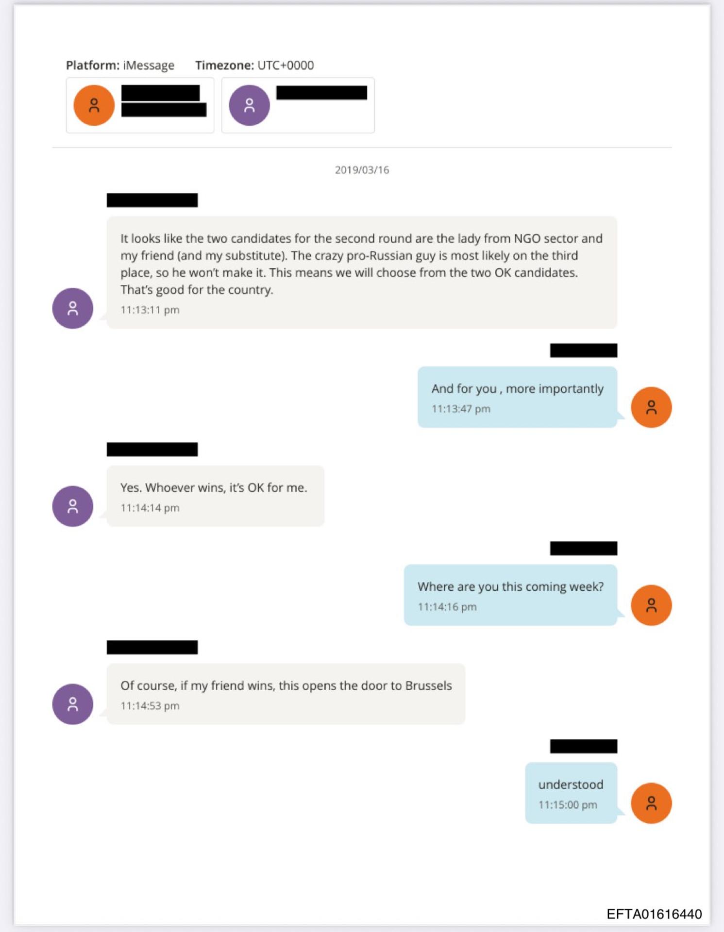 Komunikácia medzi Epsteinom a Lajčákom z marca 2019.