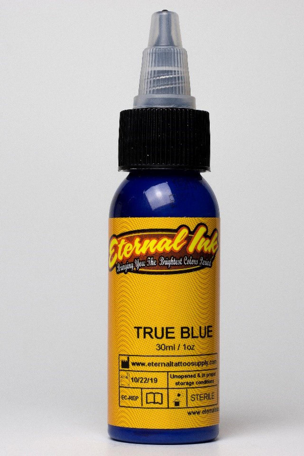 Farba na tetovanie s názvom Eternal Ink True Blue a značkou Eternal Ink.