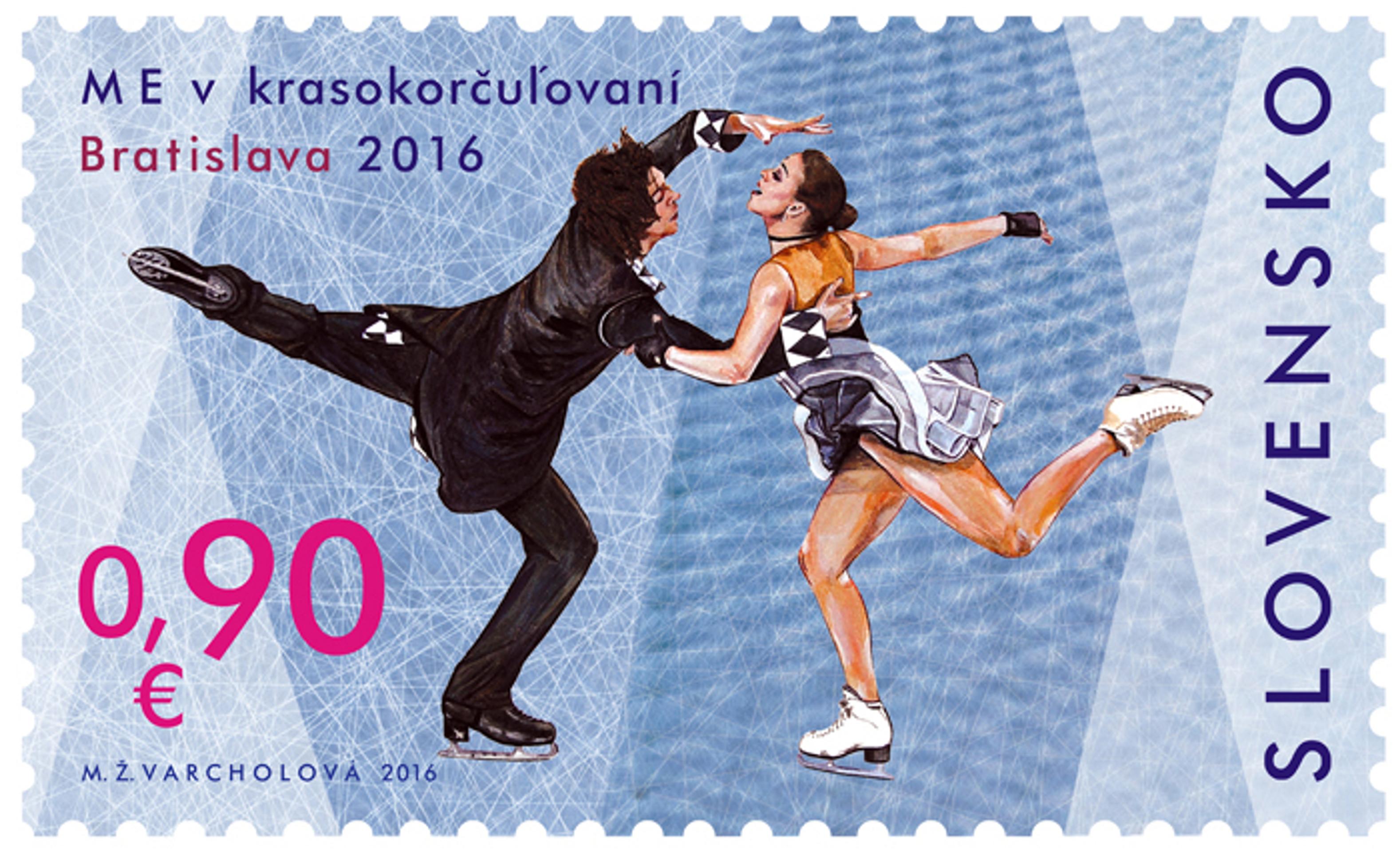 Poštová známka pri príležitosti ME v krasokorčuľovaní.