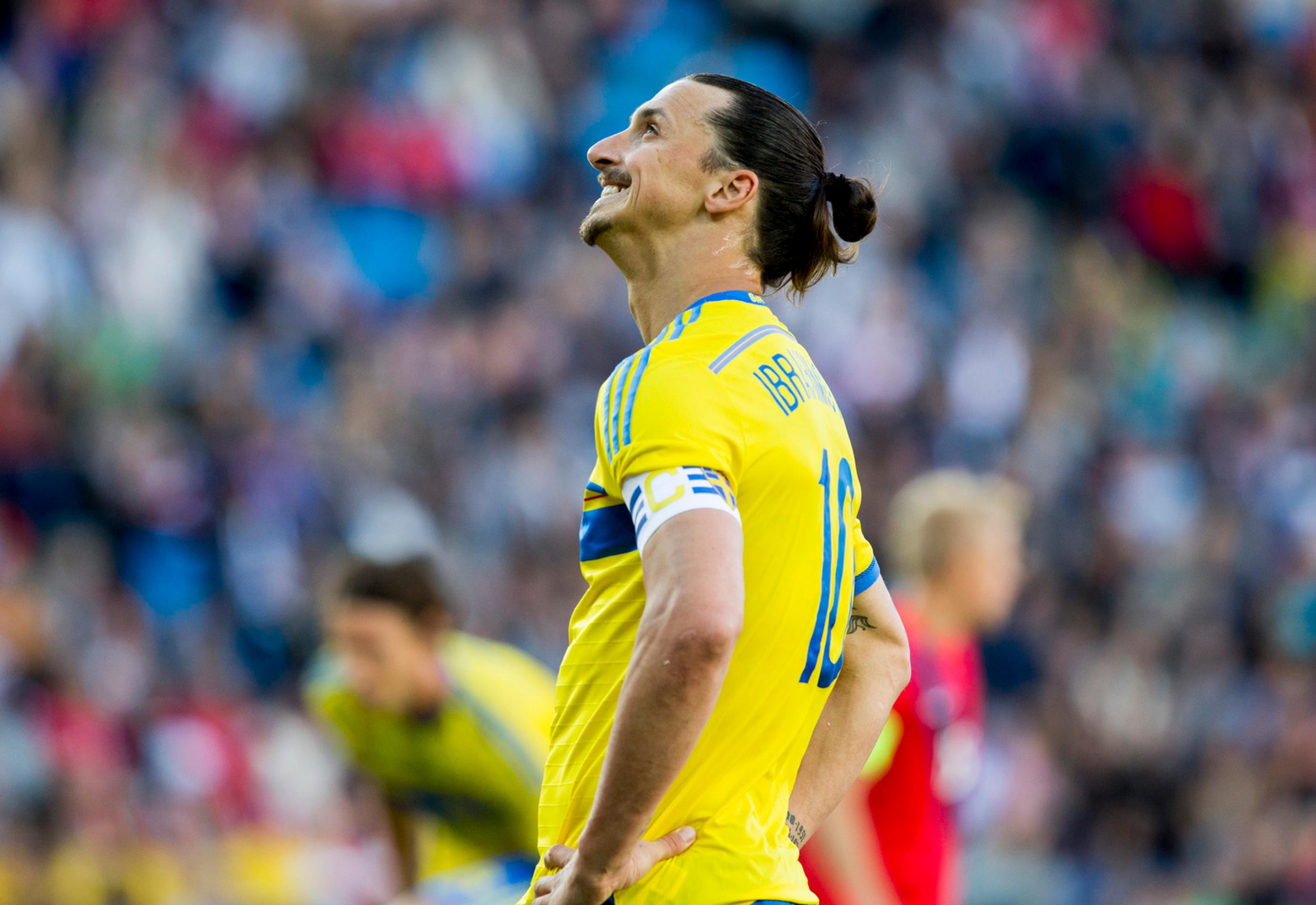 Zlatan Ibrahimovič v prípravnom zápase Nórsko - Švédsko.