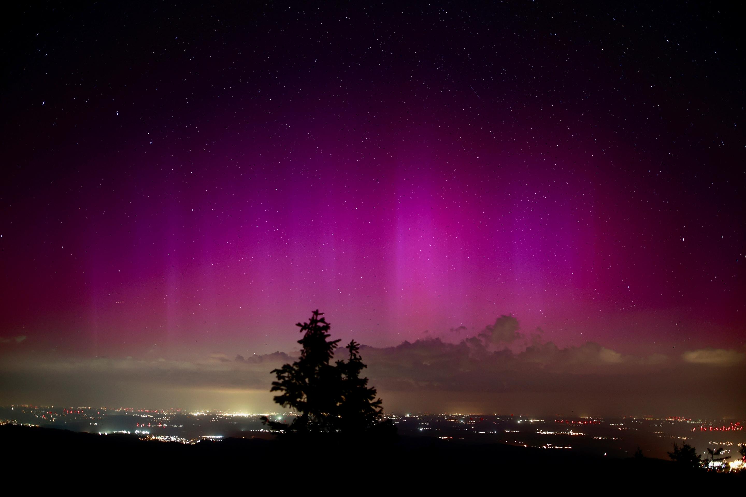 Polárna žiara v Nemecku.