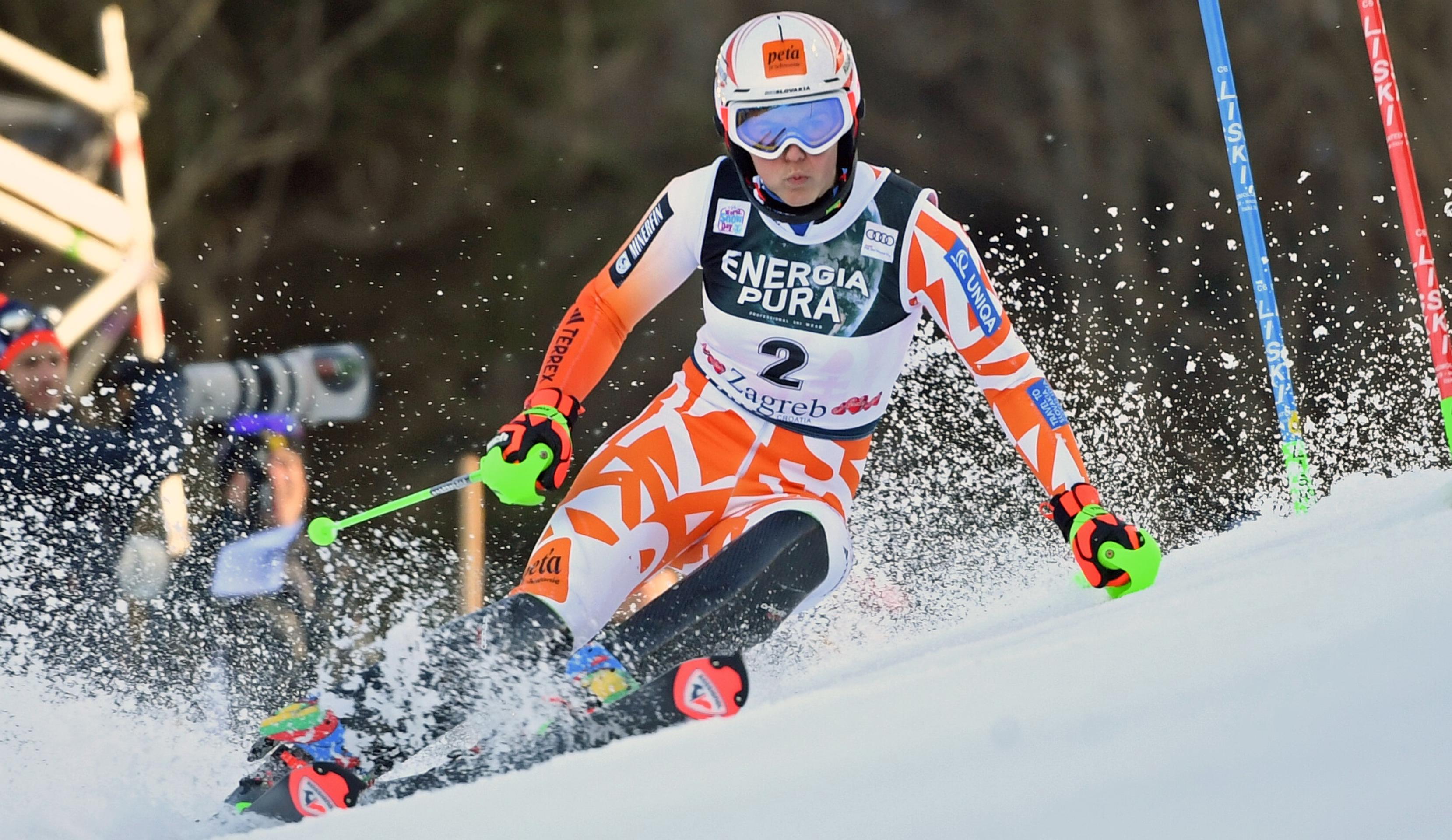 Na snímke slovenská lyžiarka Petra Vlhová v prvom kole slalomu žien Svetového pohára v alpskom lyžovaní v Záhrebe.