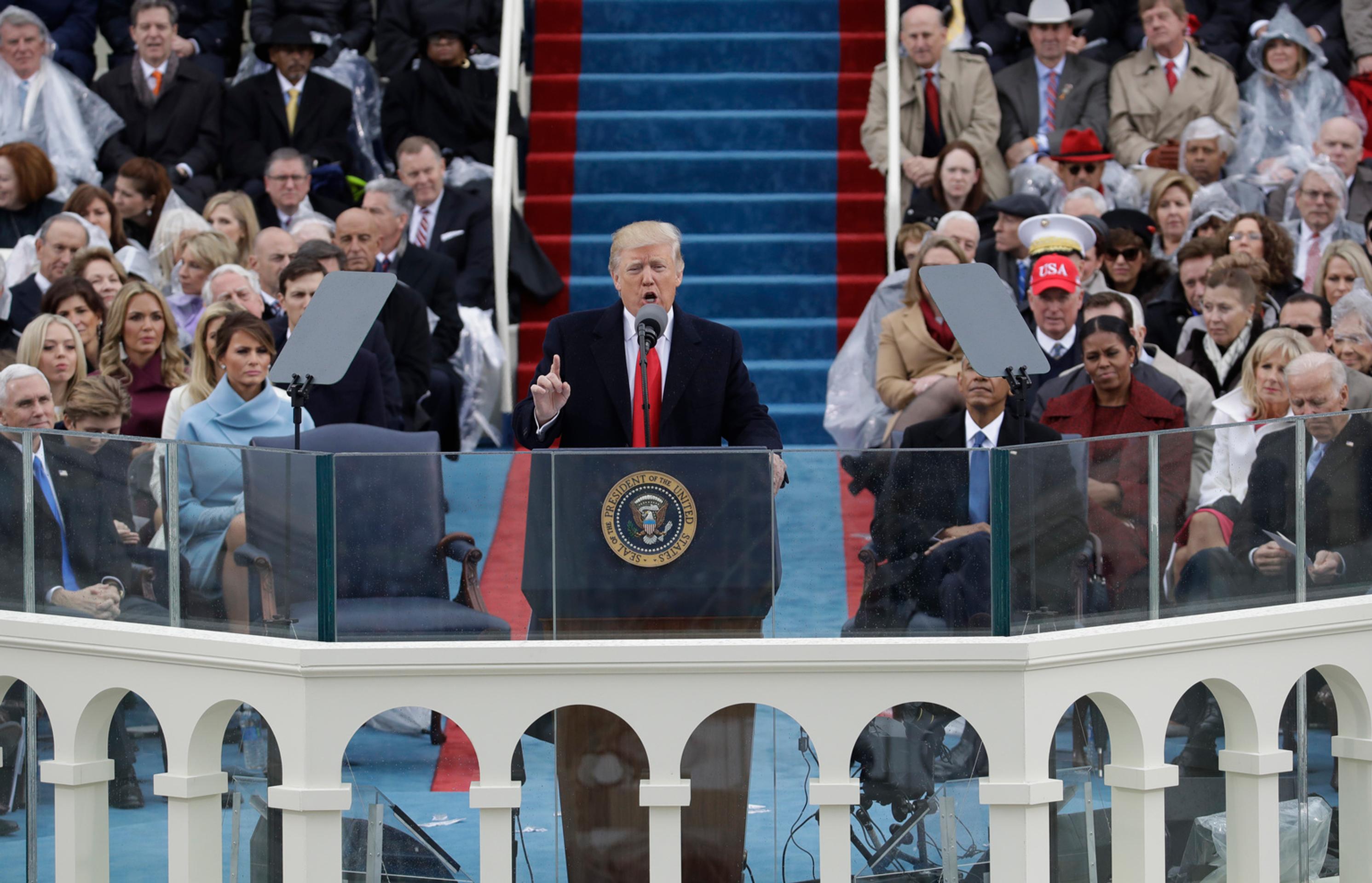 Donald Trump reční po zložení prísahy.
