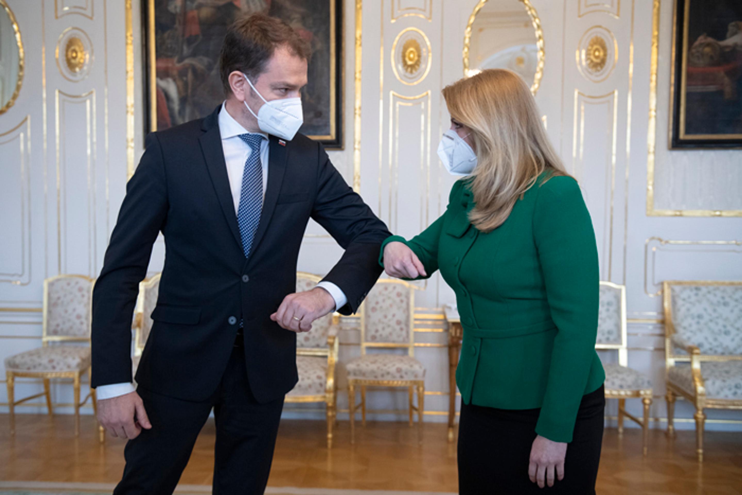 Premiér Igor Matovič a prezidentka Zuzana Čaputová.