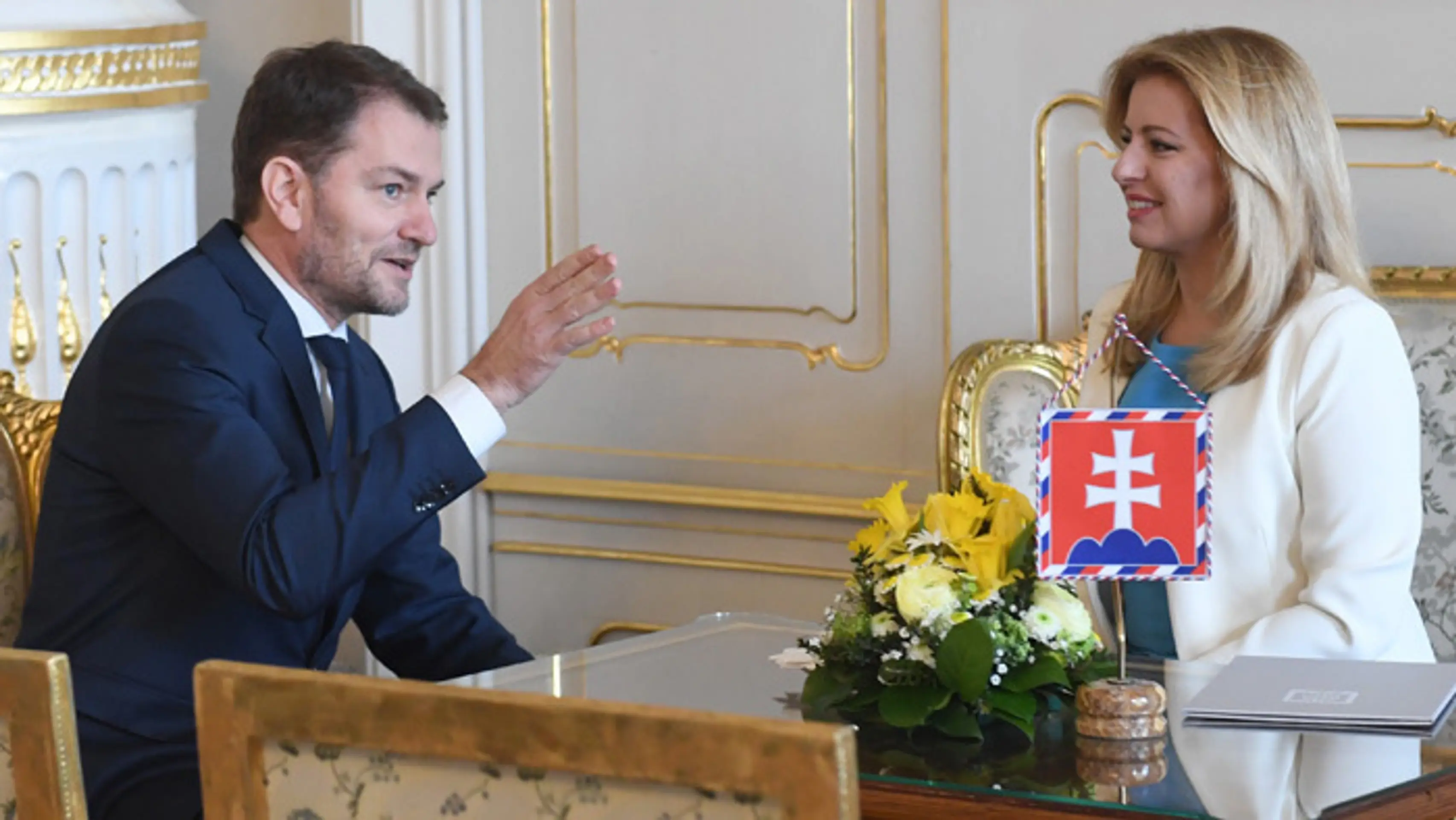 Líder OĽANO Igor Matovič na brífingu po tom, ako mu prezidentka odovzdala poverenie na zostavenie vlády.