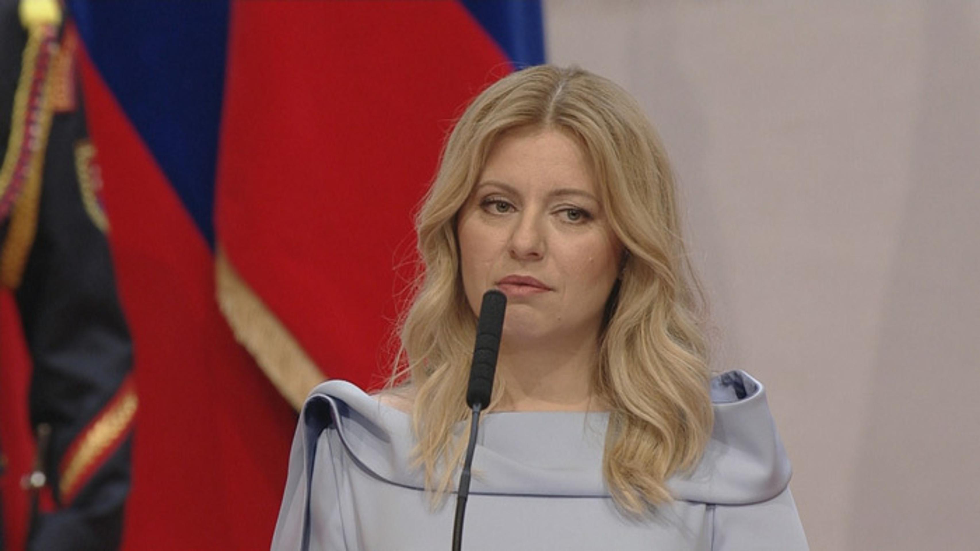 Zuzana Čaputová počas prvého prejavu.