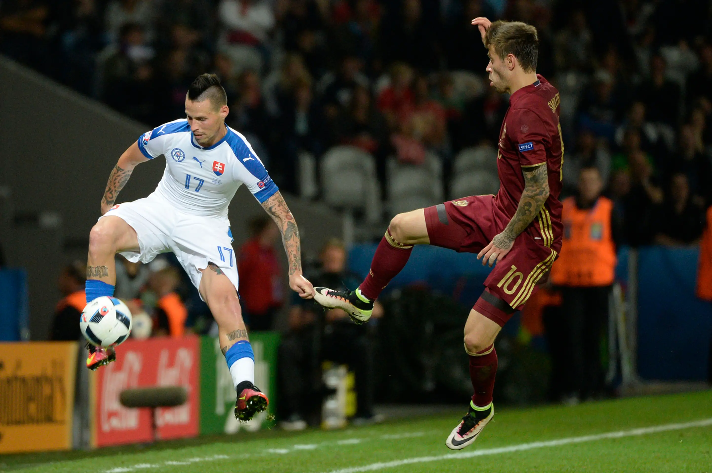 Marek Hamšík v zápase s Ruskom.