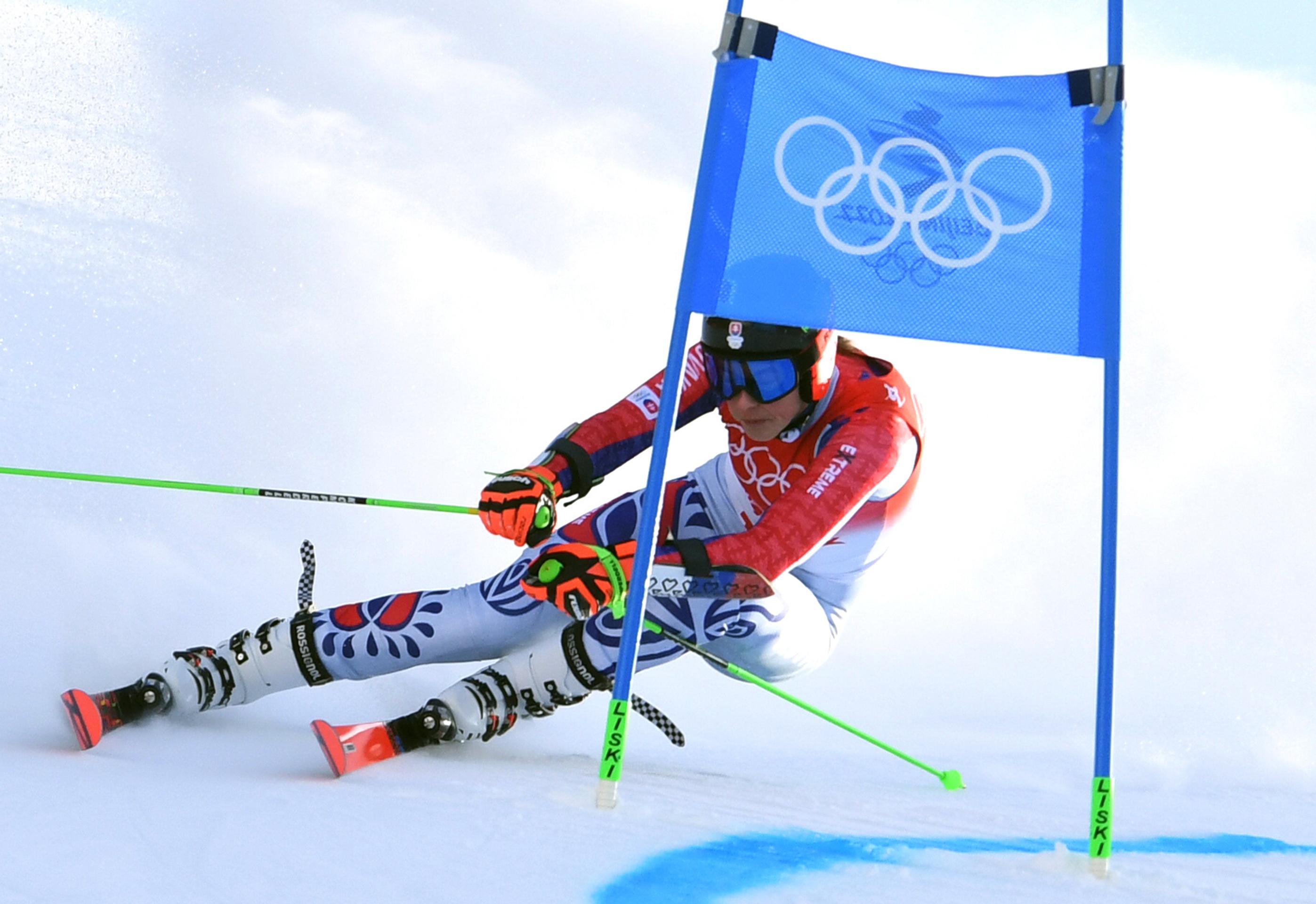 Slovenská lyžiarka Petra Vlhová počas 1. kola obrovského slalomu na ZOH 2022..
