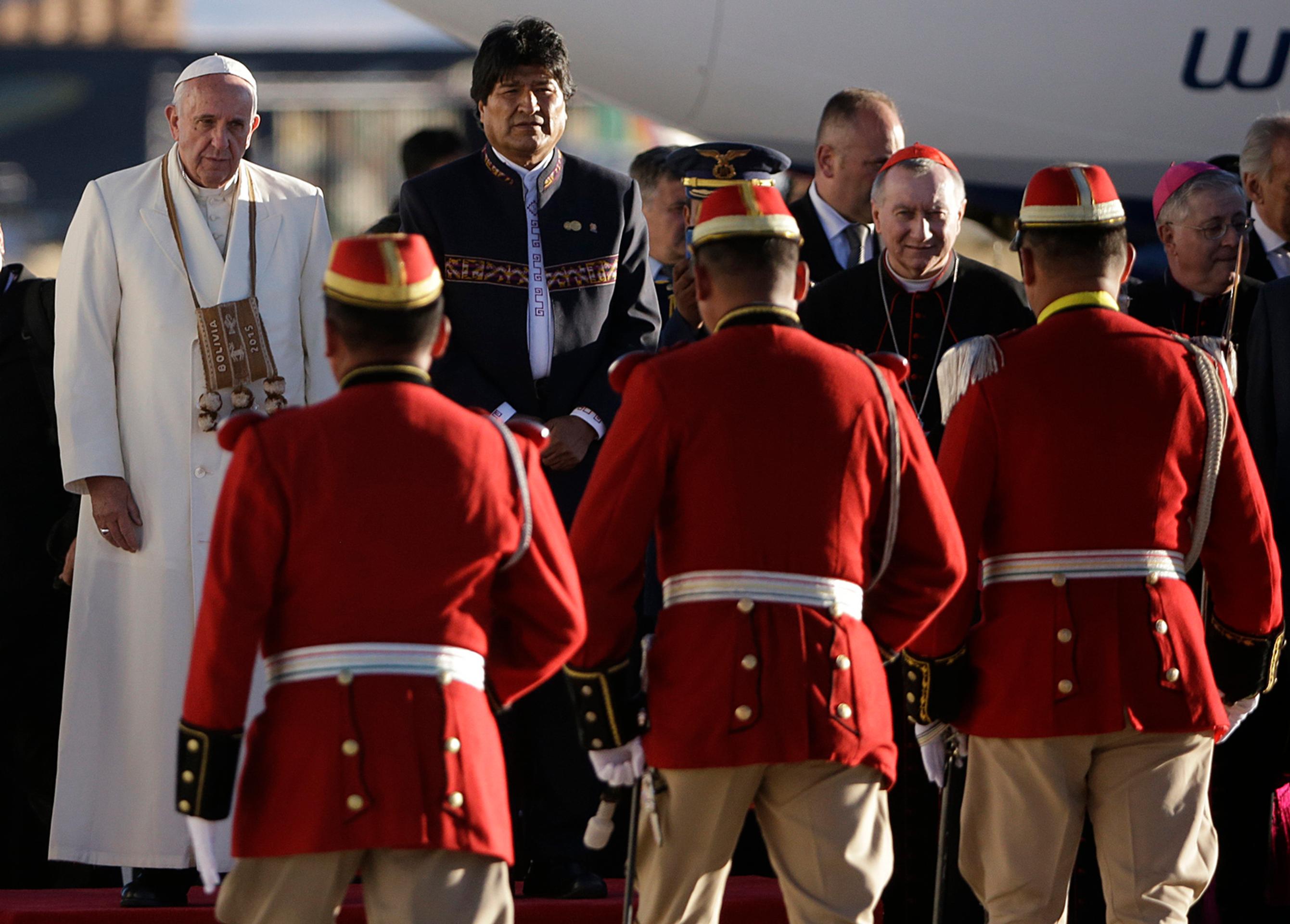 Pápež František na návšteve v Bolívii. 
